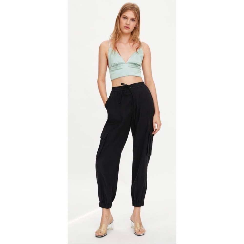 Zara Sage Satin Cropped Bralette Top